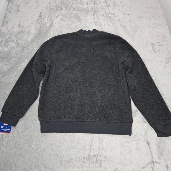 Champion Jacket Mens M Black Heritage Sherpa C Logo Varsity Preppy Zip Up NEW - Picture 9 of 11